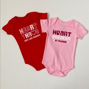 Bundle of (2) NWOT Valentine’s Day Theme Bodysuits